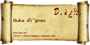 Duka Ágnes névjegykártya