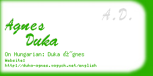 agnes duka business card